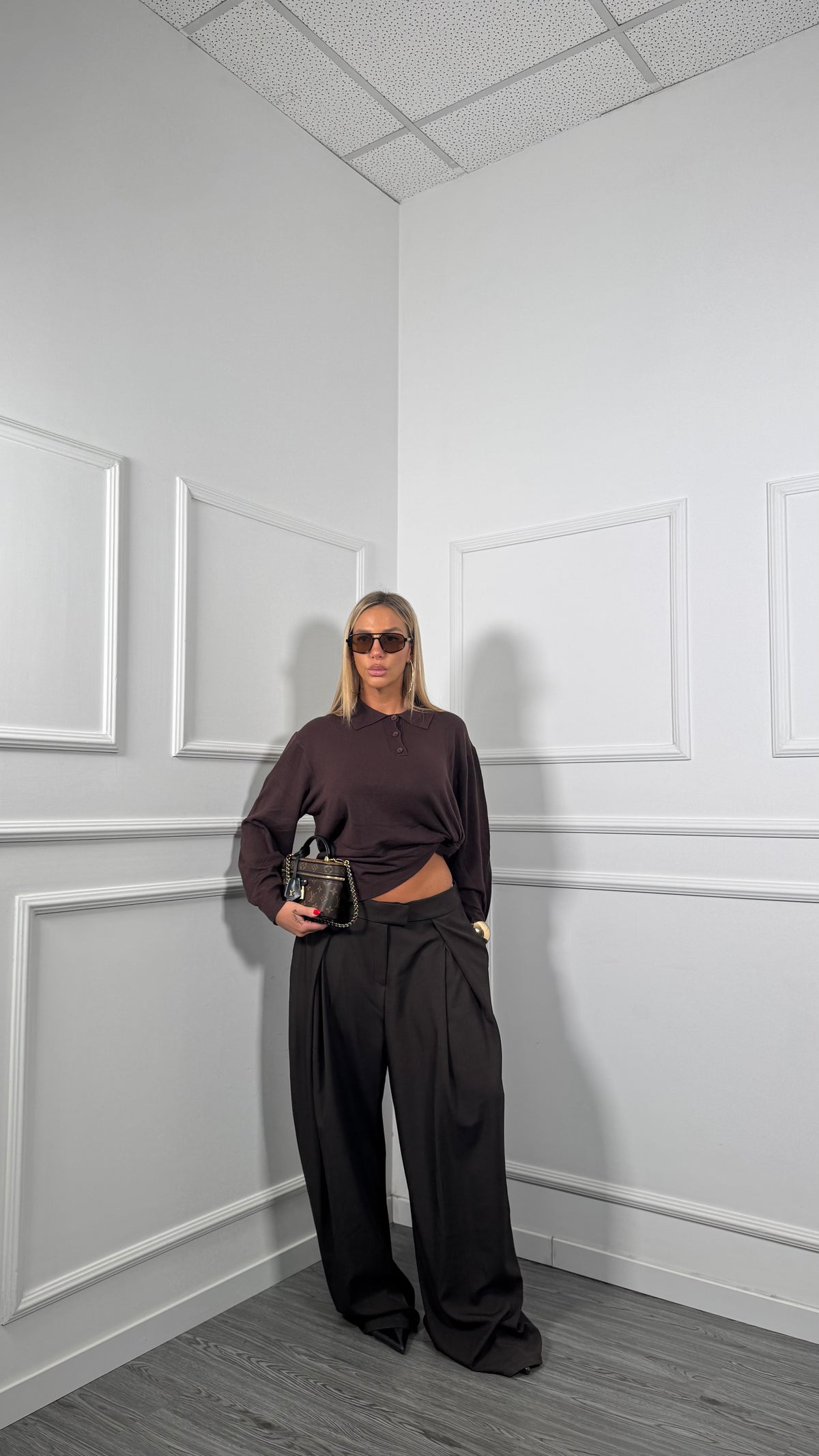 Pantaloni palazzo Curvy Olga cioccolato