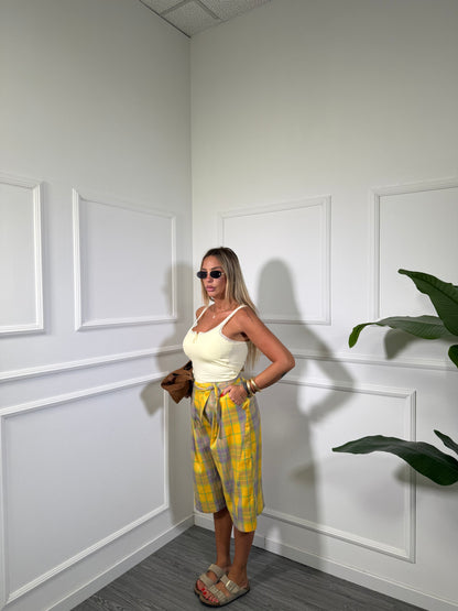 Bermuda a quadri Marbella giallo 2811