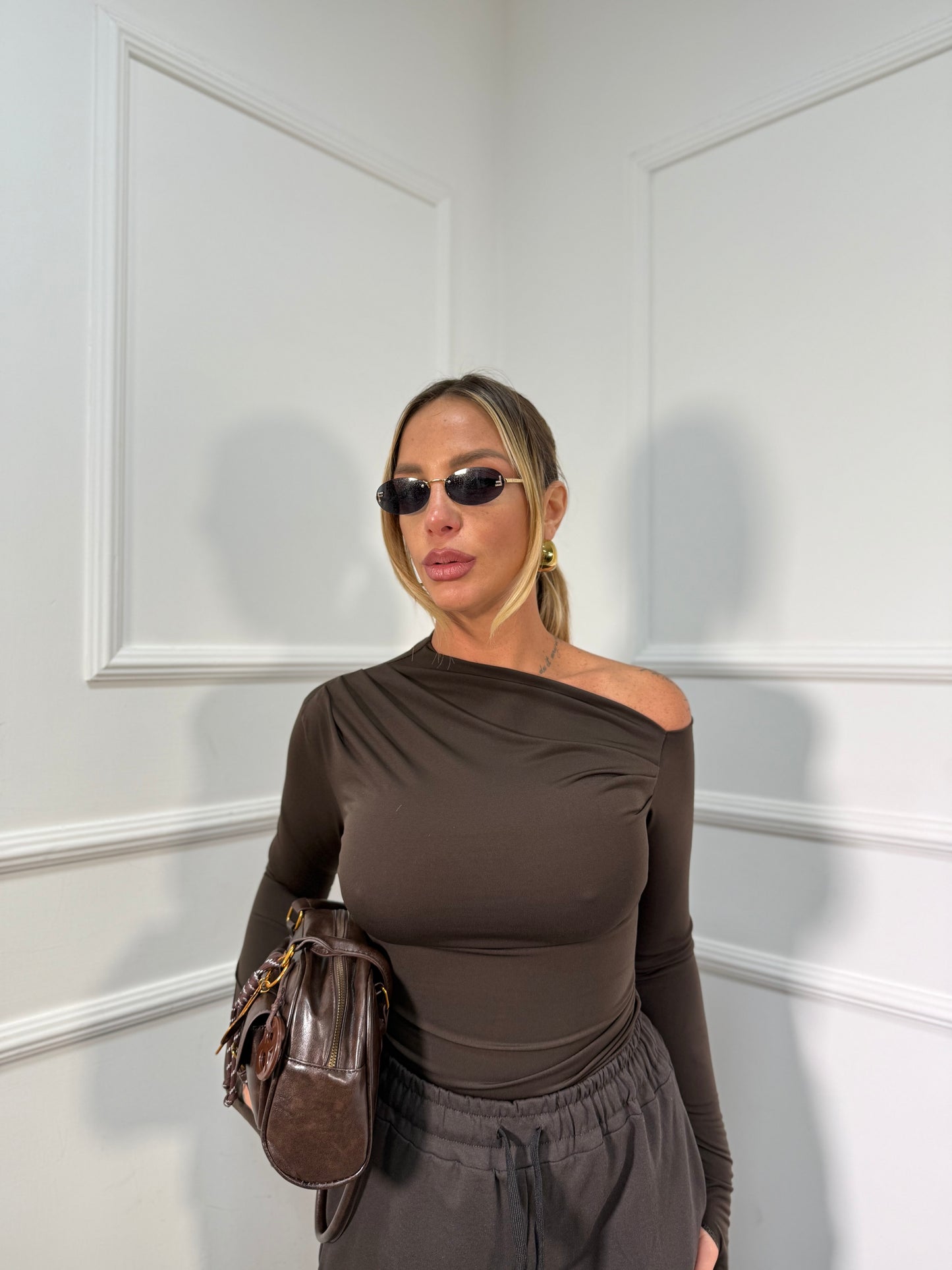 Shirt in lycra Kim cioccolato 24392