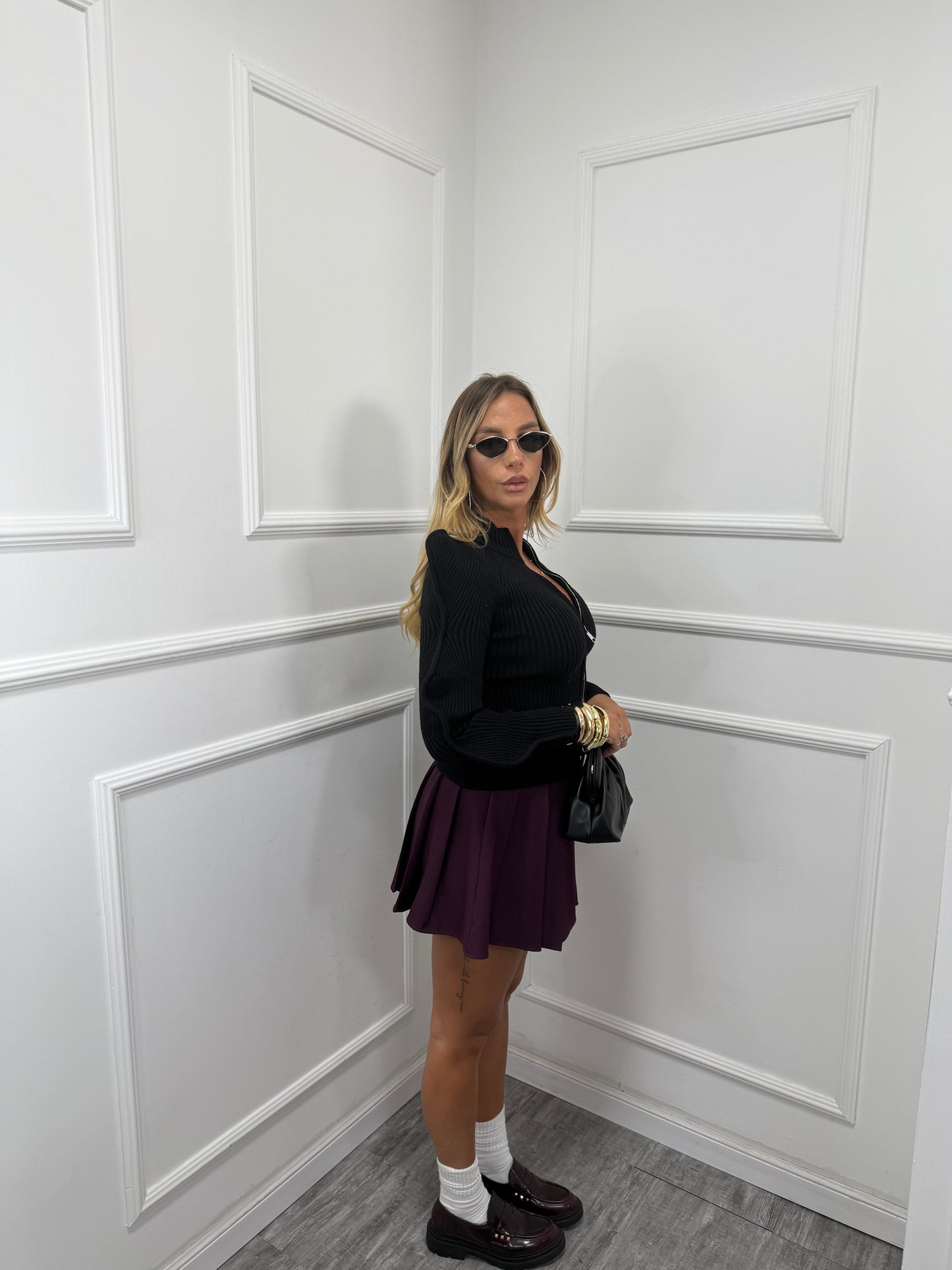 Mini gonna a pieghe Piccadilly prugna 943402