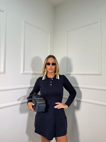 Abito polo lana rasata Tennis blu gg33664