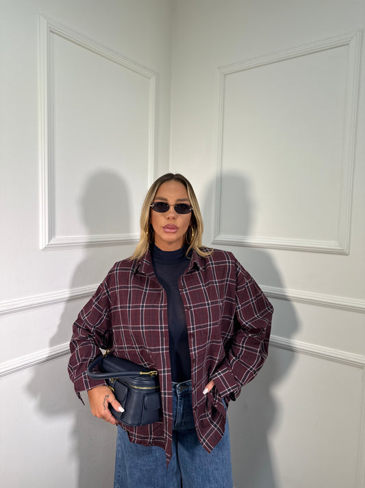 Camicia oversize con spalline Vibes bordeaux mf2708