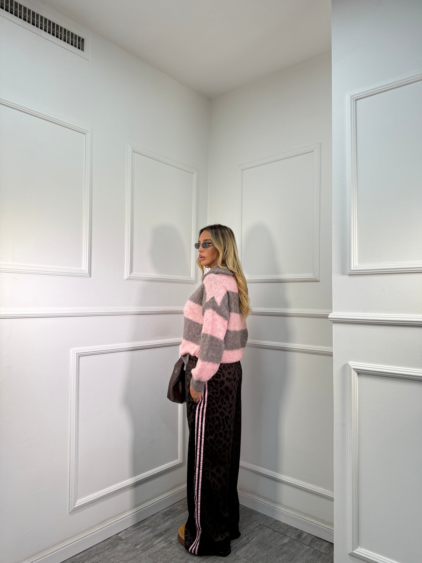 Pantatuta palazzo Arya maculato banda rosa