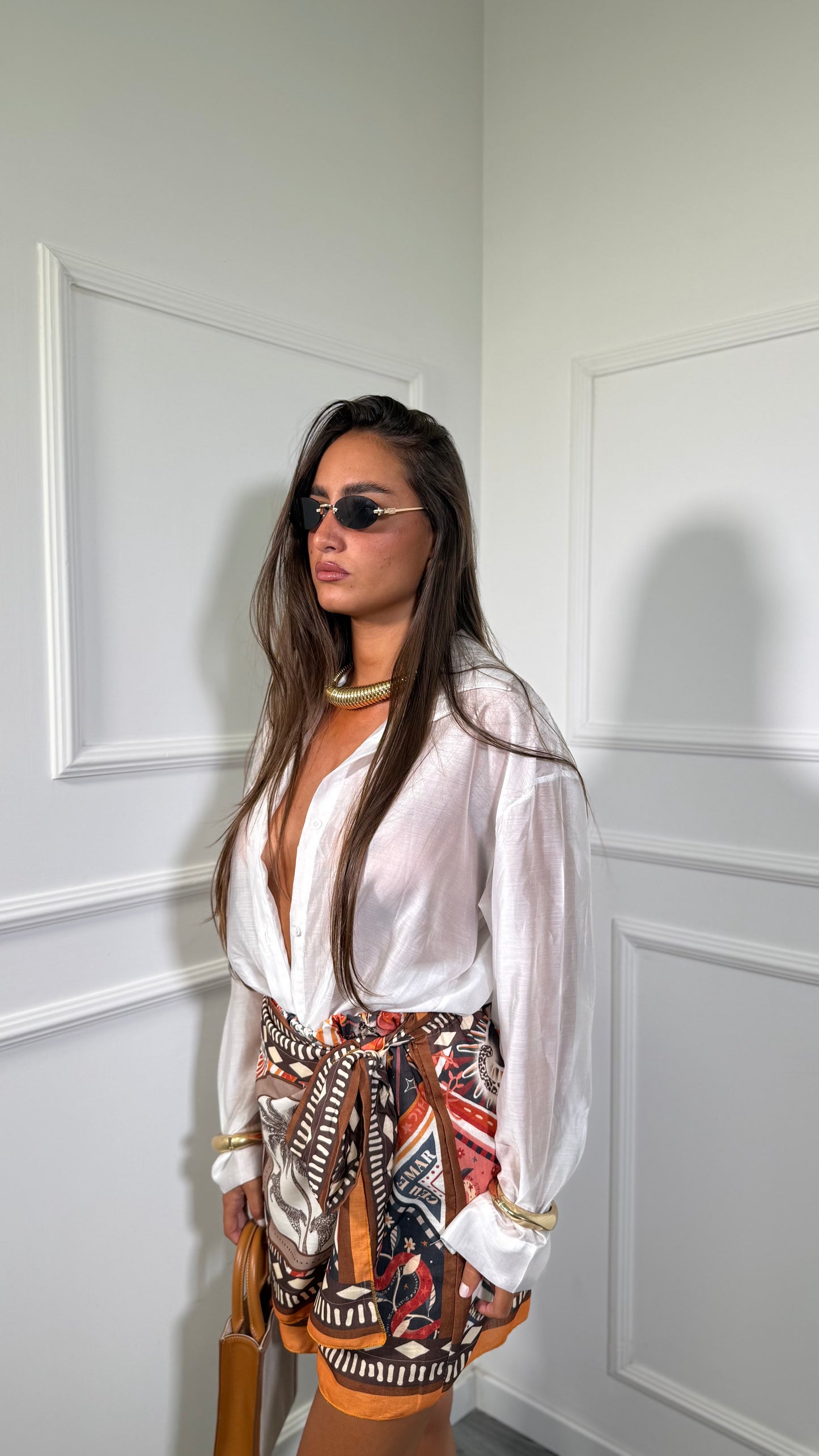Pantagonna in cotone Africa arancio/marrone 2855