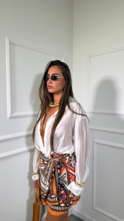 Pantagonna in cotone Africa arancio/marrone 2855