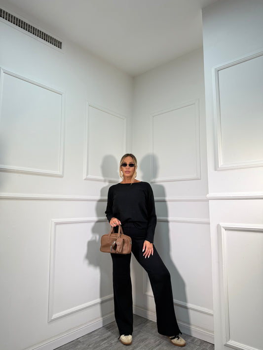 Coordinato in lana rasata Daily nero 0810