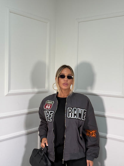 Bomber Route 66 grigio antracite premium quality yt30054