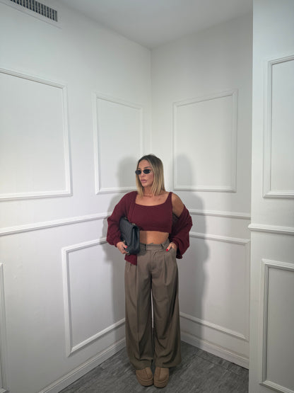 Pantaloni palazzo Back to Office taupe 6271