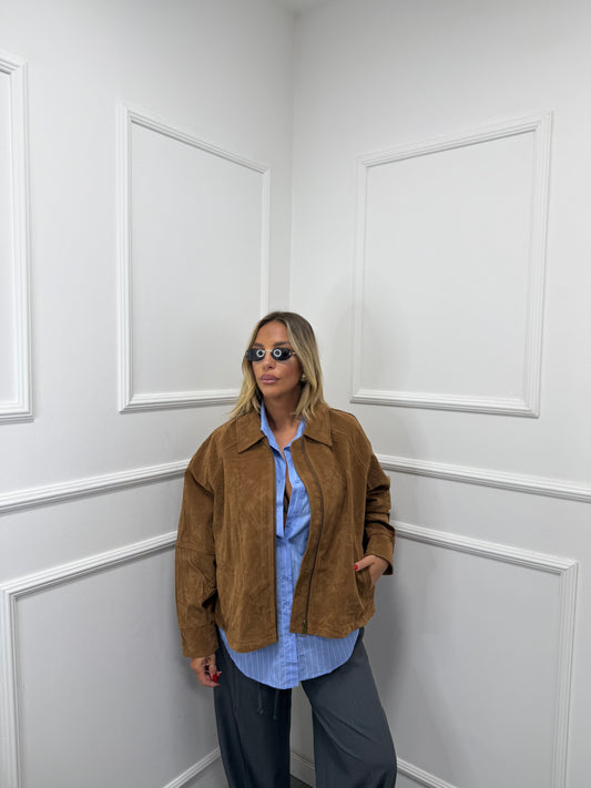 Bomber eco camoscio Brenda cuoio 9184sc