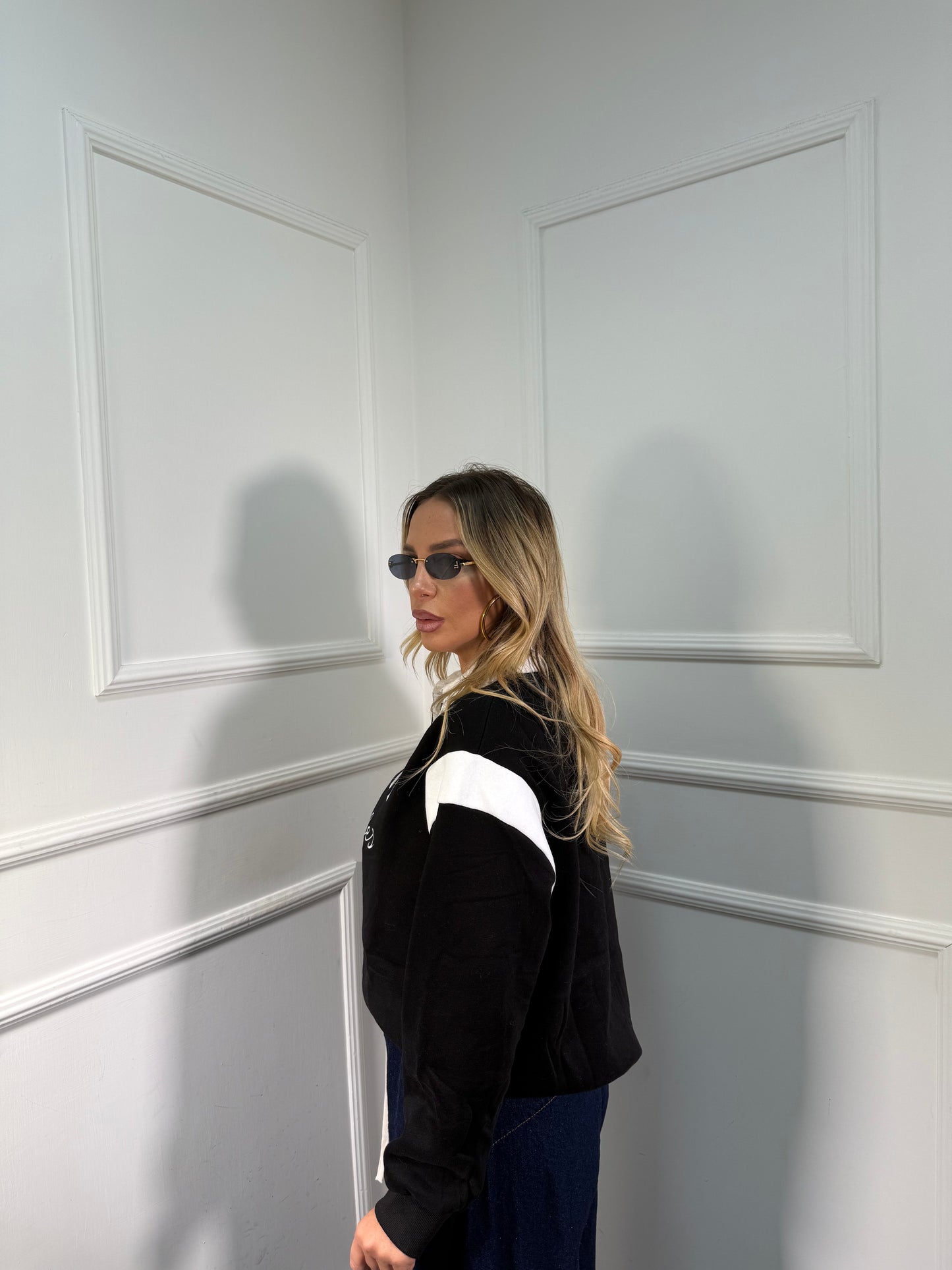 Felpa con colletto The Club nera a64977