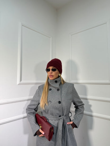 Maxi cappotto collo alto Boston grigio 251148