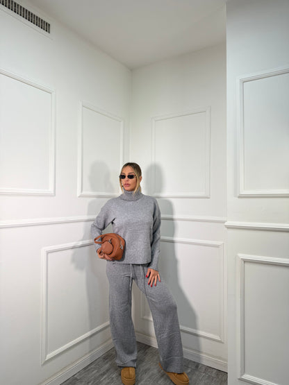 Coordinato lana rasata Snow grigio 016