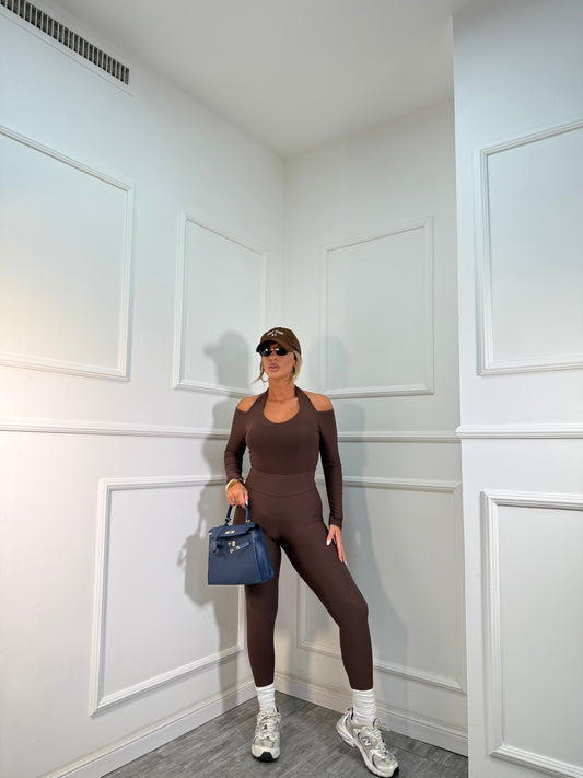 Coordinato in lycra Walking cioccolato