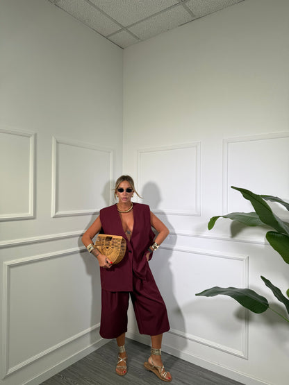 Tailleur con bermuda (curvy) Karol bordeaux 10055