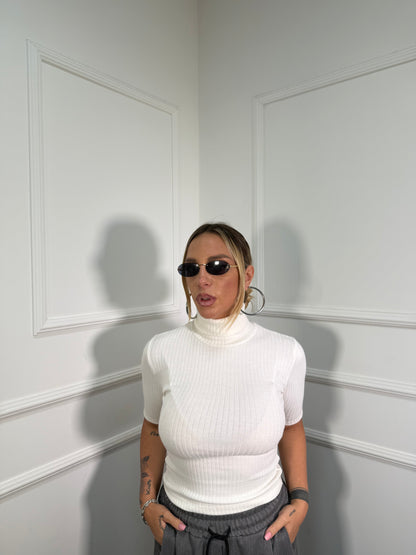 Maglioncino costine collo alto Work bianco 5257