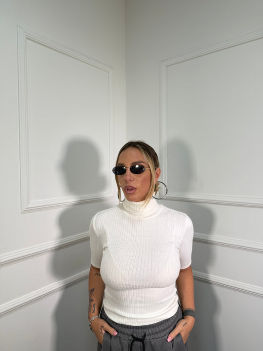 Maglioncino costine collo alto Work bianco 5257
