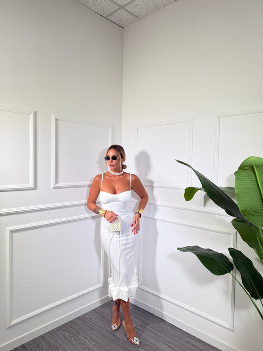 Abito midi con rouges Farsha bianco 2341