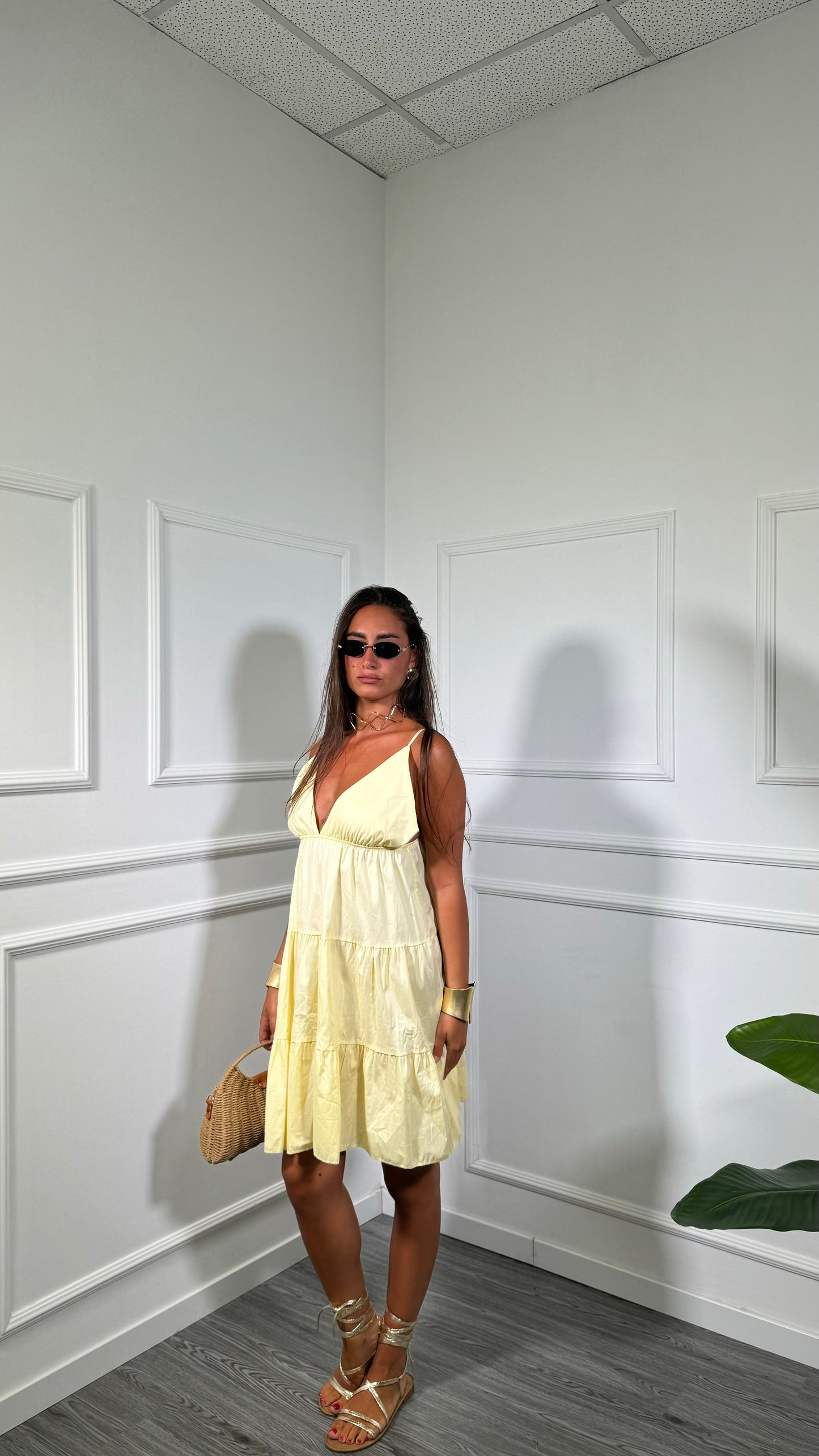 Abito corto in cotone Sunset giallo 31102