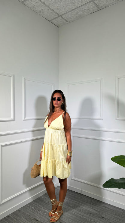 Abito corto in cotone Sunset giallo 31102