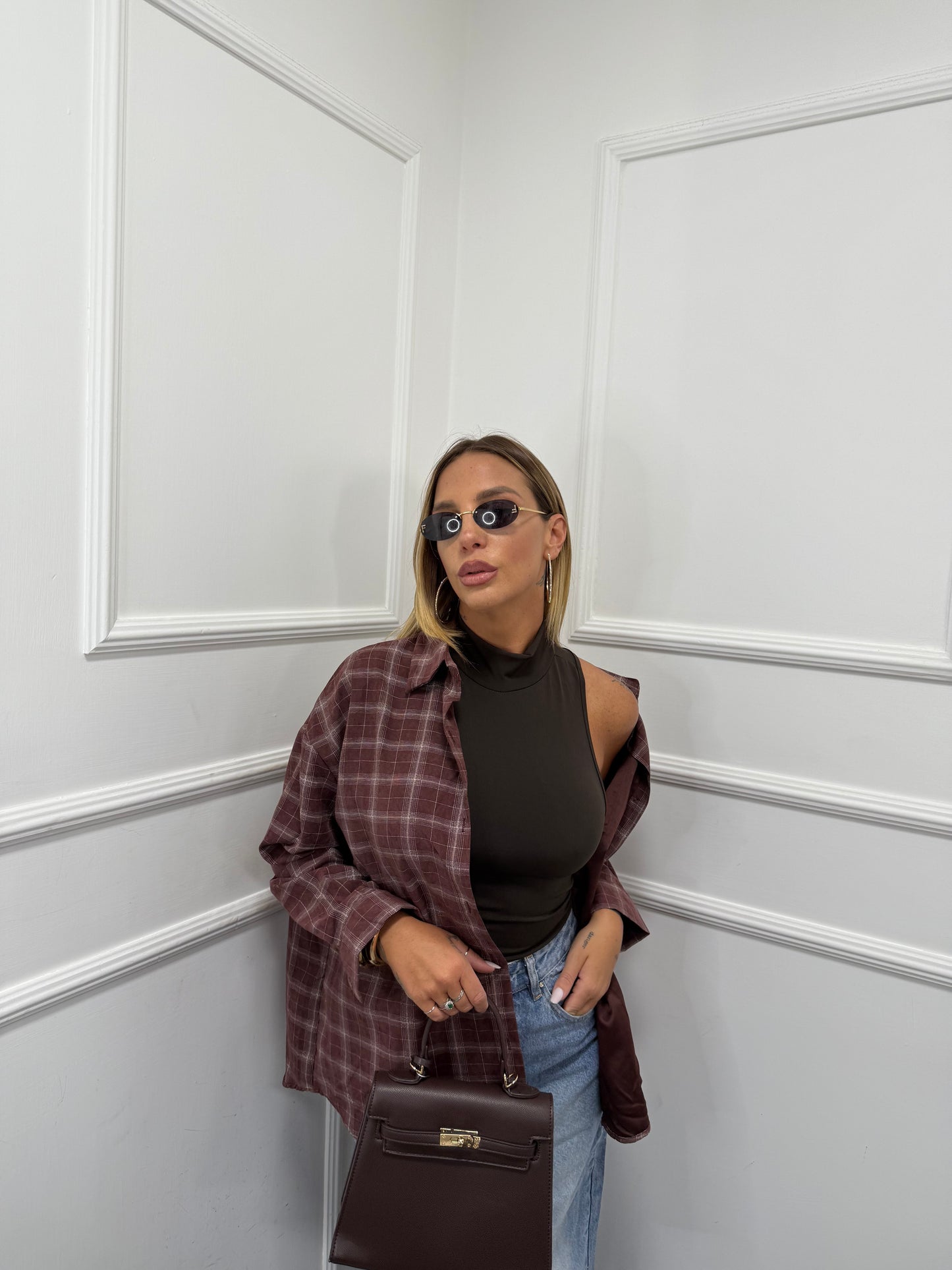 Camicia a quadri Roors bordeaux 51338