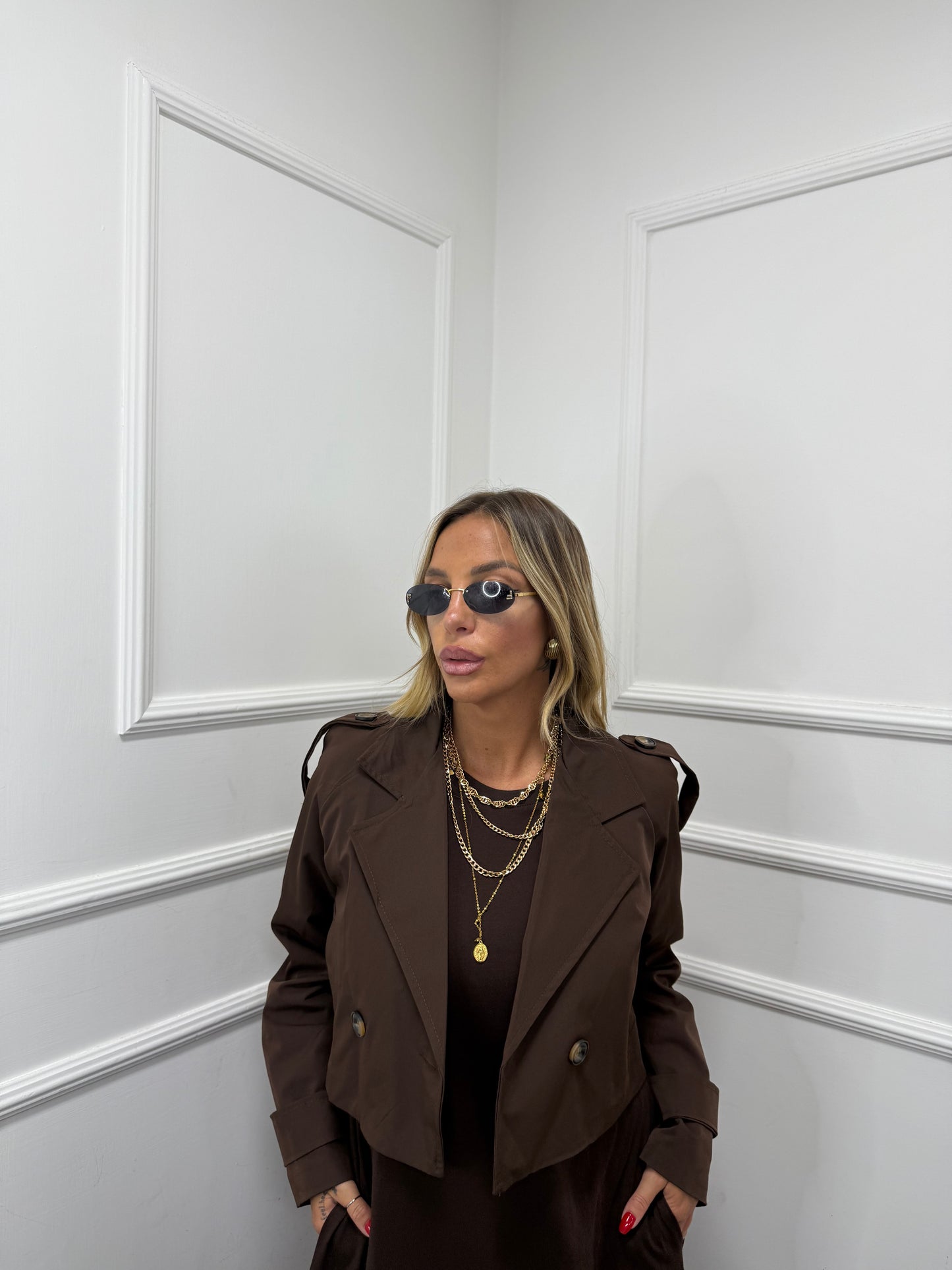 Trench crop Paris cioccolato 5904