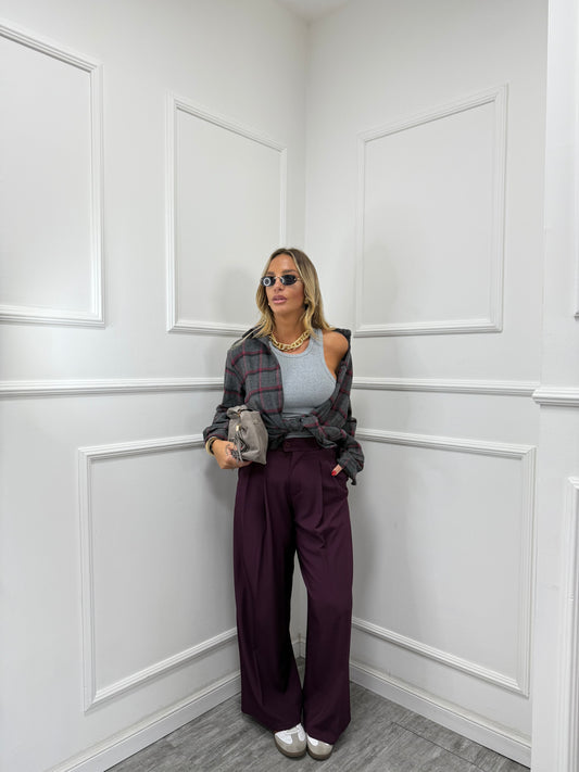 Pantaloni palazzo Back to Office prugna 6271