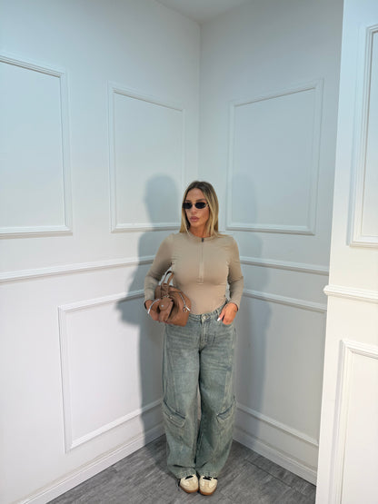 Body con zip modellante taupe bzm022