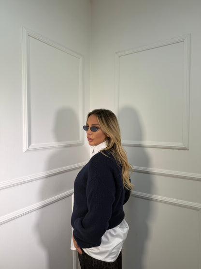 Pullover lana cotta Marshmallow blu a2412