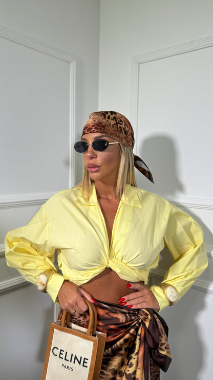 Camicia in cotone a portafoglio Sierra gialla