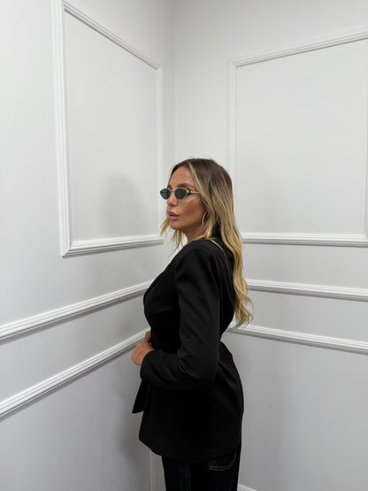 Blazer con spalline Corinne nero 22586