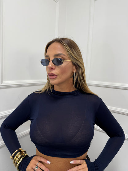 Shirt crop Bea blu 5317