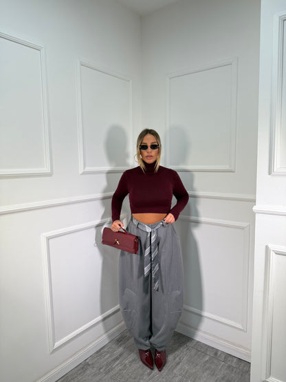 Pantaloni balloon con cravattino Allyson grigio my19589