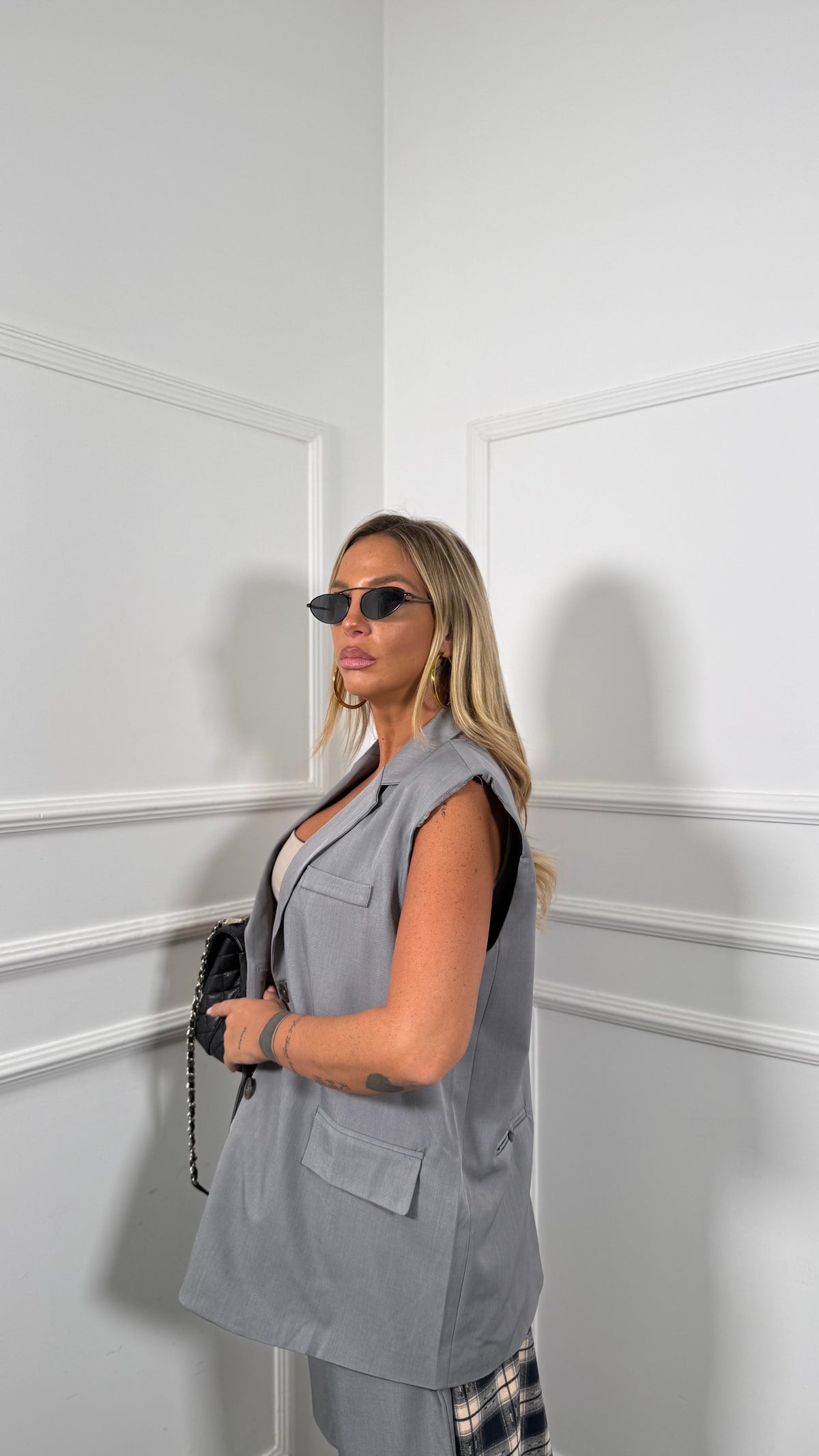 Gilet oversize Reverse grigio 2809