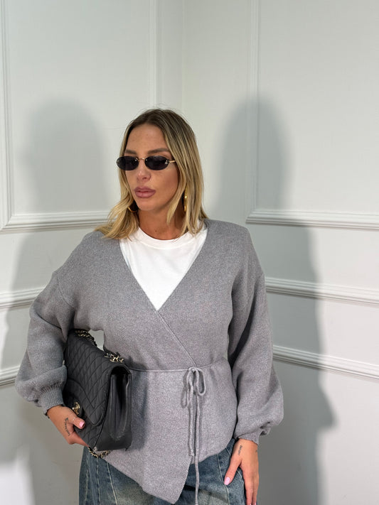 Incrociatina in lana rasata grigia 24683