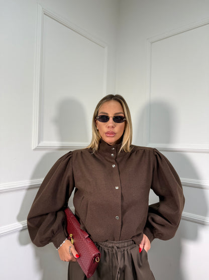 Bomber in lana cotta Cambridge cioccolato 6799