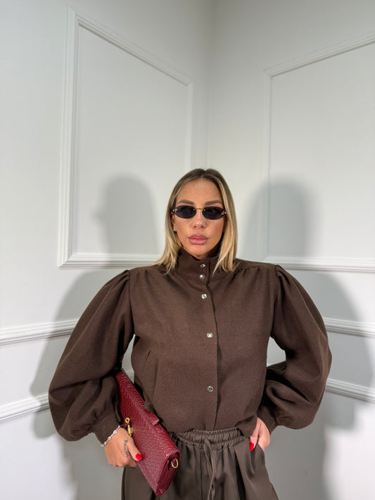 Bomber in lana cotta Cambridge cioccolato 6799