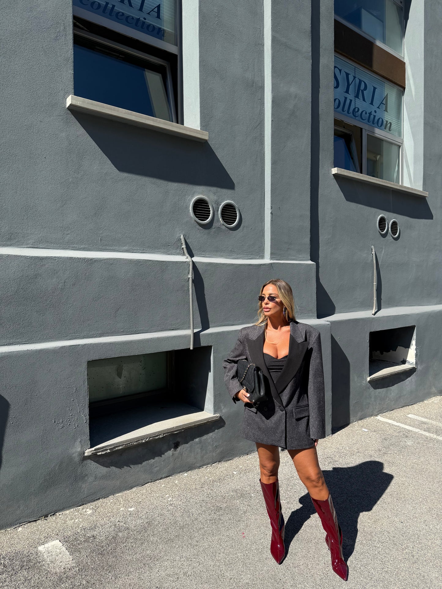 Blazer lumina in bouclé Emily grigio scuro ld3457