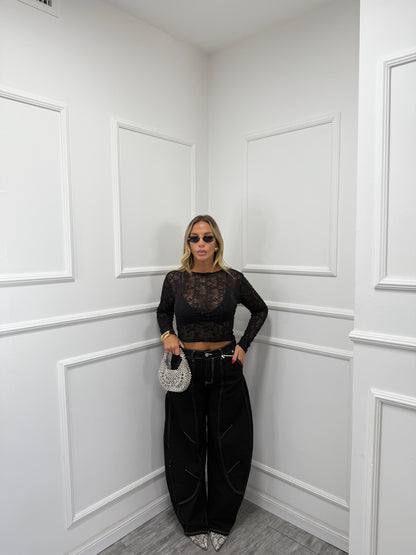 Shirt in pizzo crop Trendy ng3813