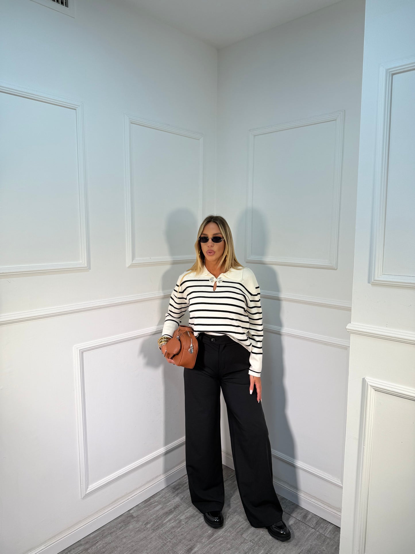 Pantaloni palazzo Madison nero 23600641