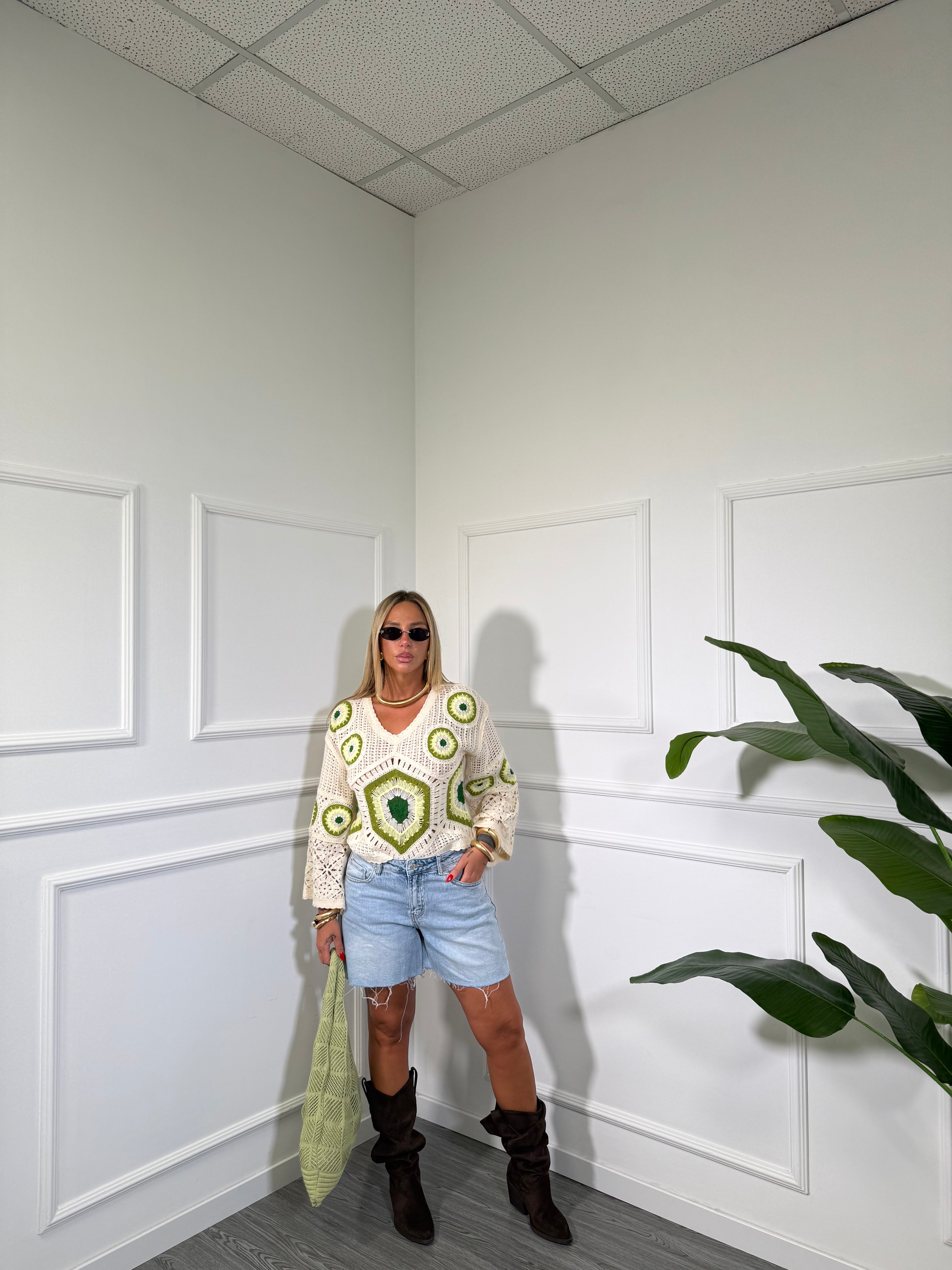 Shorts taglio vivo in denim lavaggio chiaro 1387