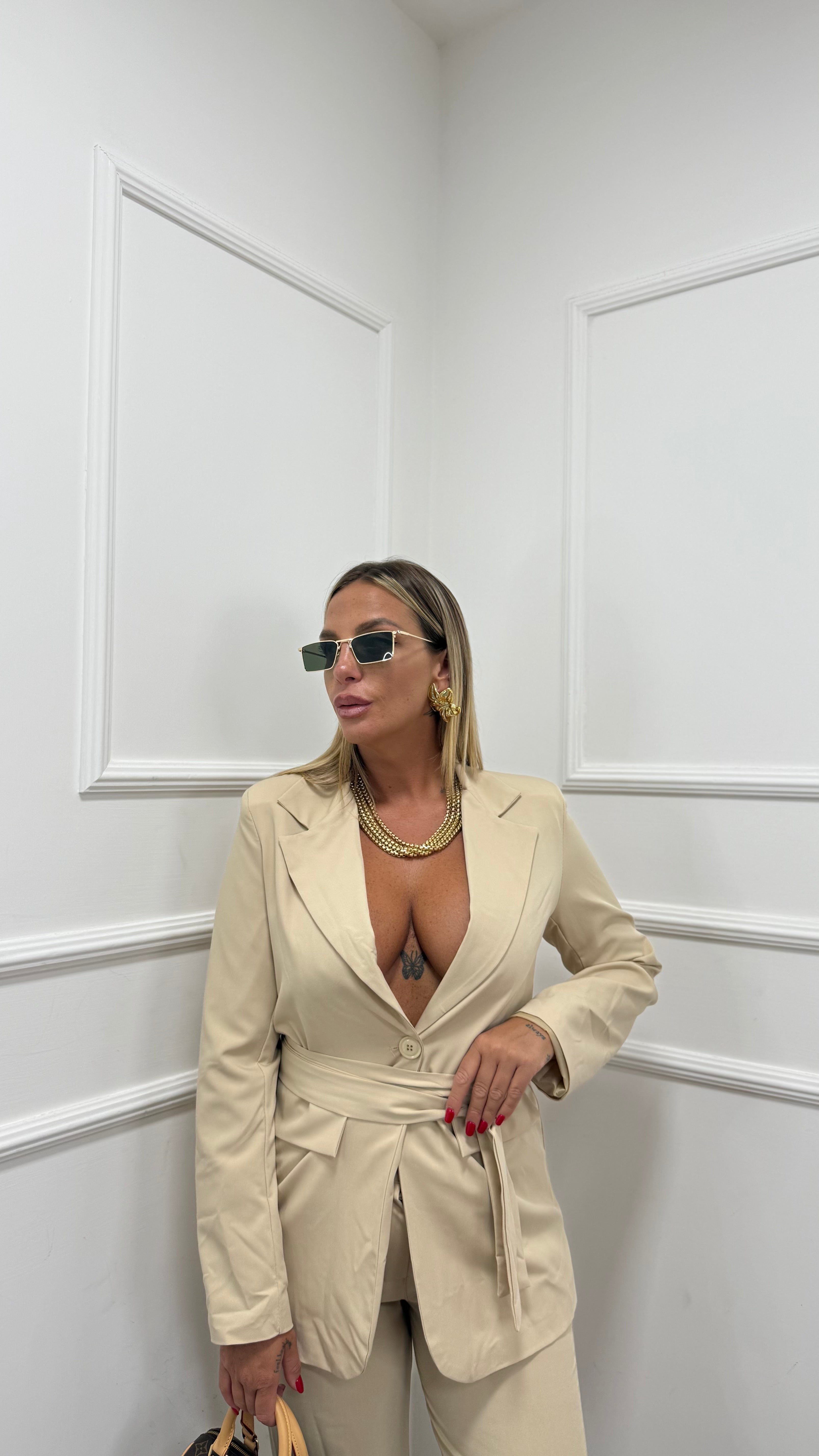 Tailleur con fusciacca Venice burro 8576