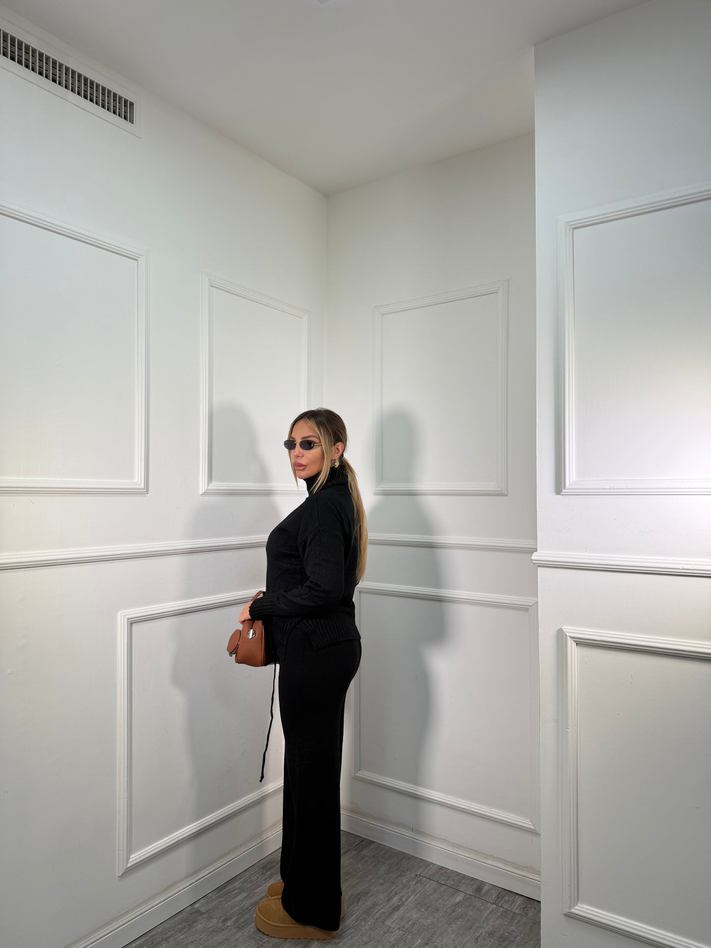 Coordinato lana rasata Snow nero 016