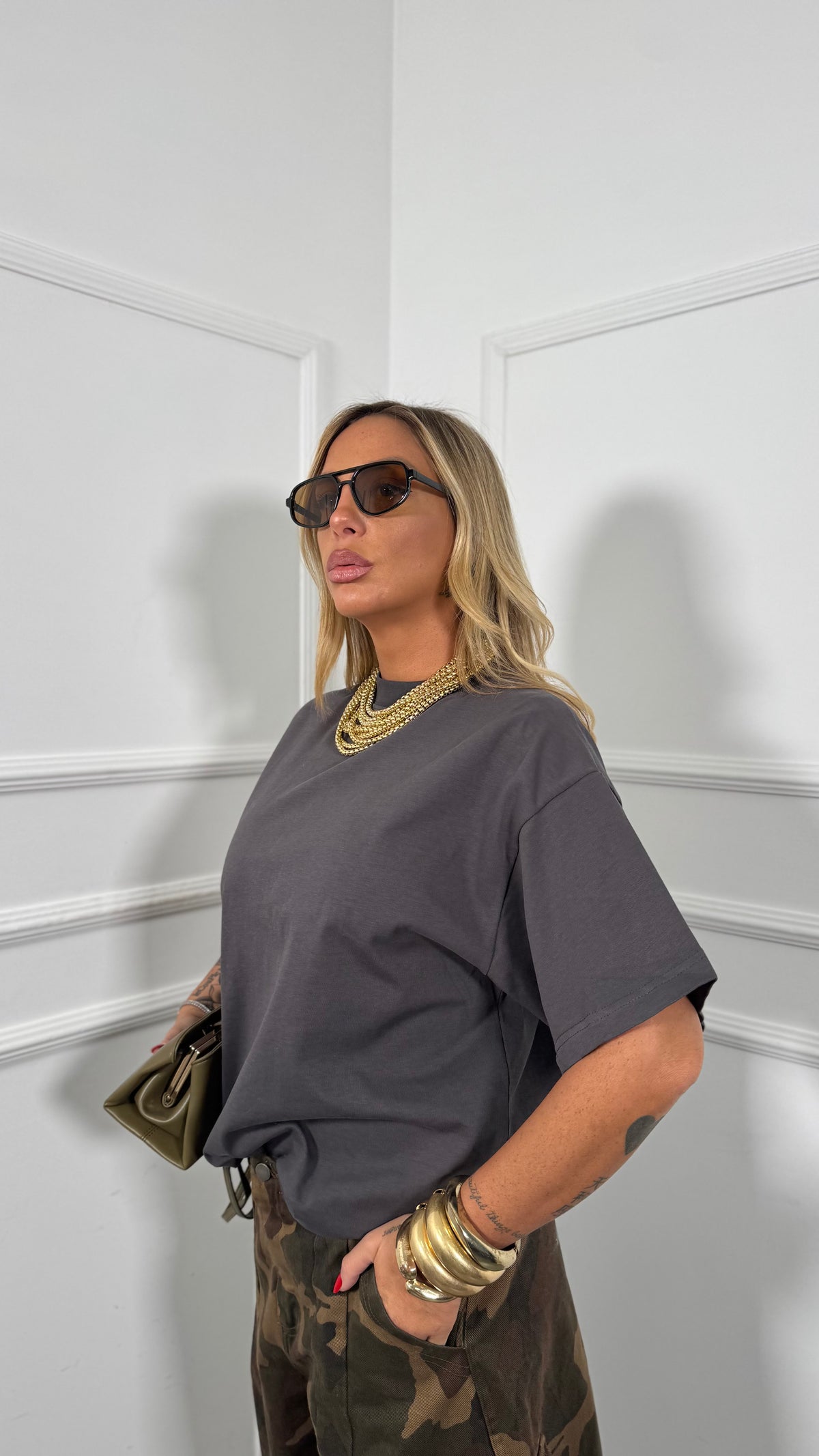 T-shirt in 100% cotone grigio antracite la001