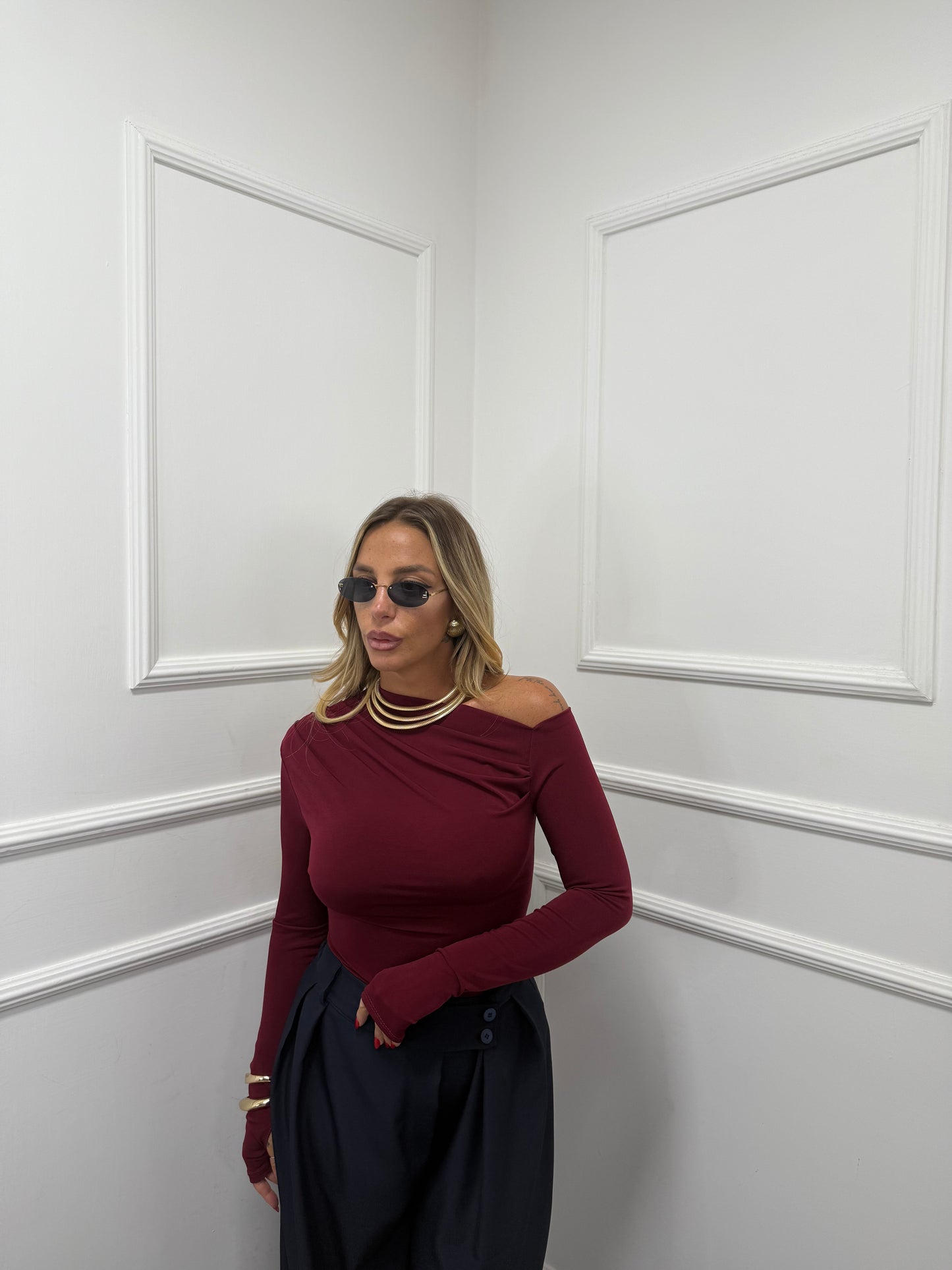 Shirt in lycra Kim bordeaux 24392