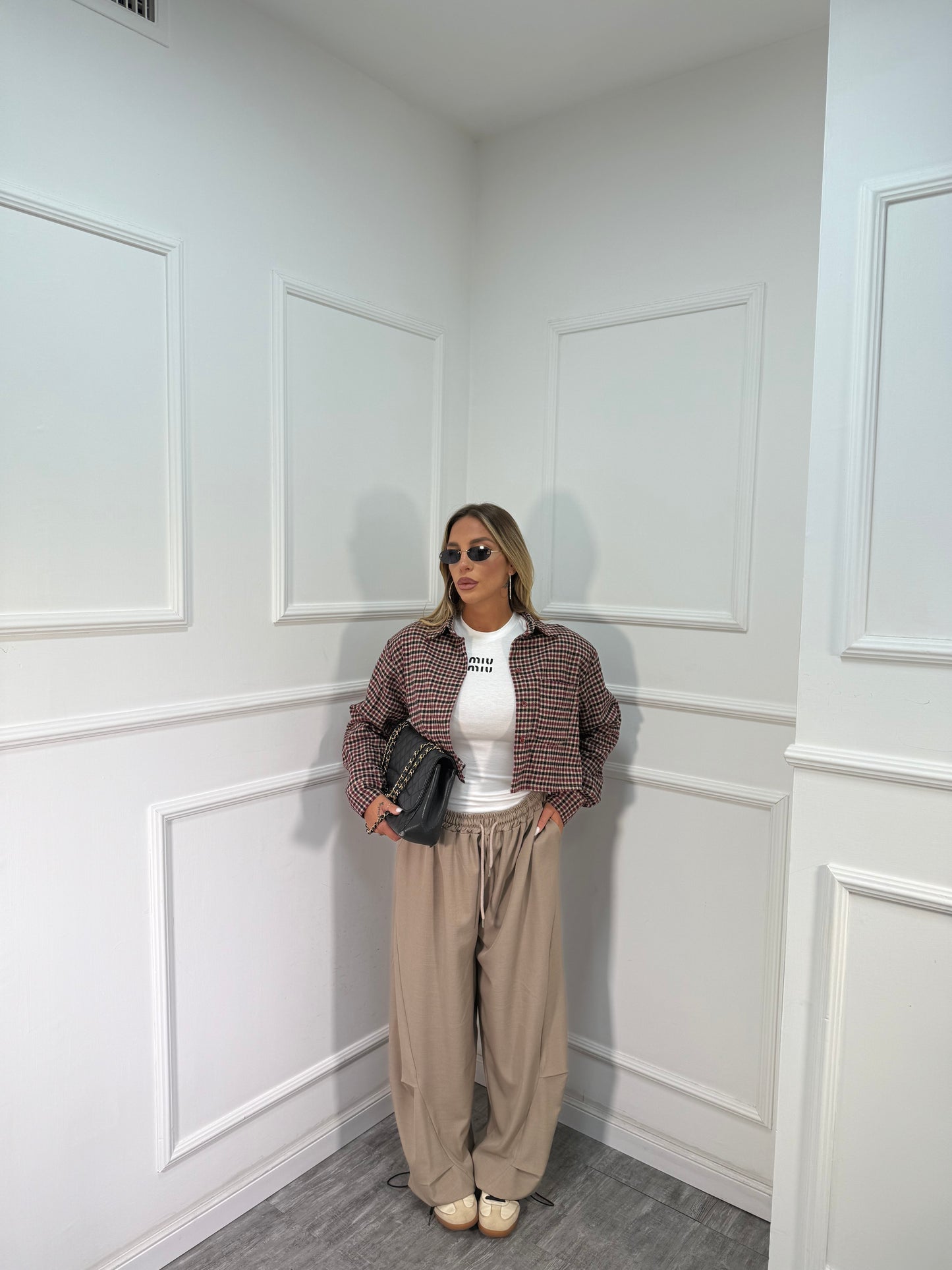 Pantaloni balloon con coulisse Curvy 66302 beige