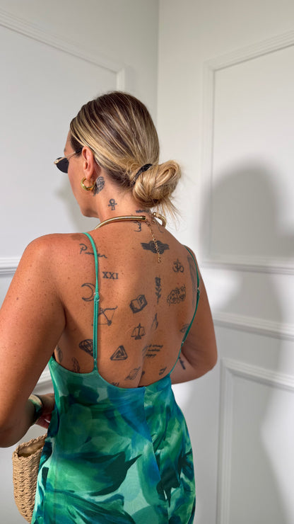 Abito midi in chiffon verde 33287
