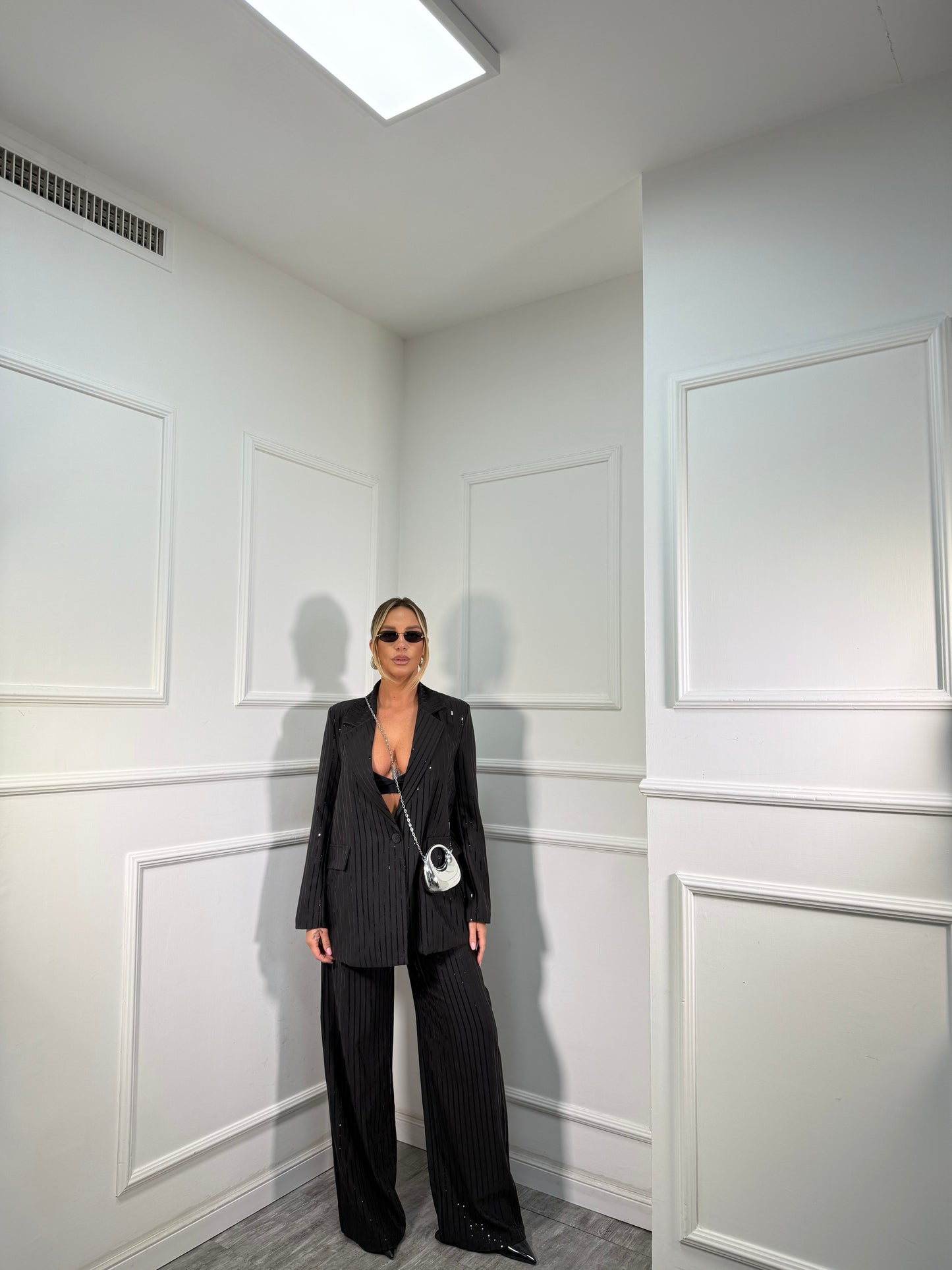 Tailleur micro paillettes Kaylie nero 87557