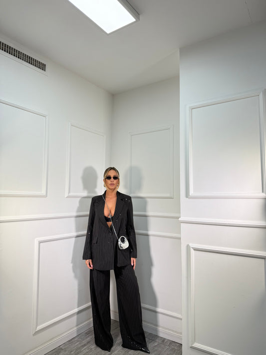 Tailleur micro paillettes Kaylie nero 87557