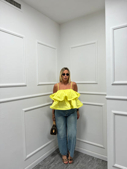 Top doppia balza giallo