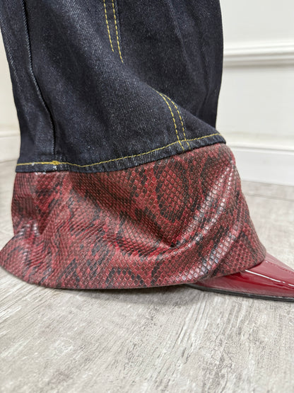 Jeans balloon con piegone pitonato lavaggio zero 9386